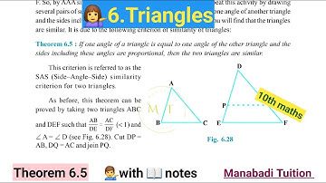10th class math |chapter 6|Triangles|Theorem 6.5|SAS Similarity Criterion |CBSE|NCERT|
