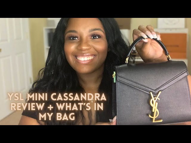 CASSANDRA Mini top handle bag in BOX SAINT LAURENT leather