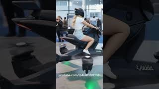 Girl Rides a Real Hoverbike at China Expo 2025! #robot #futureflying #futuristictech #drone