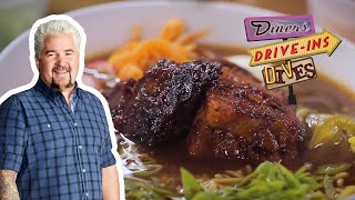 Guy Fieri Tries Barbecue Brisket RAMEN | Diners, Drive-ins and Dives with Guy Fieri | Food Network