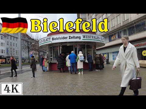 Walking in the city center of Bielefeld, Germany