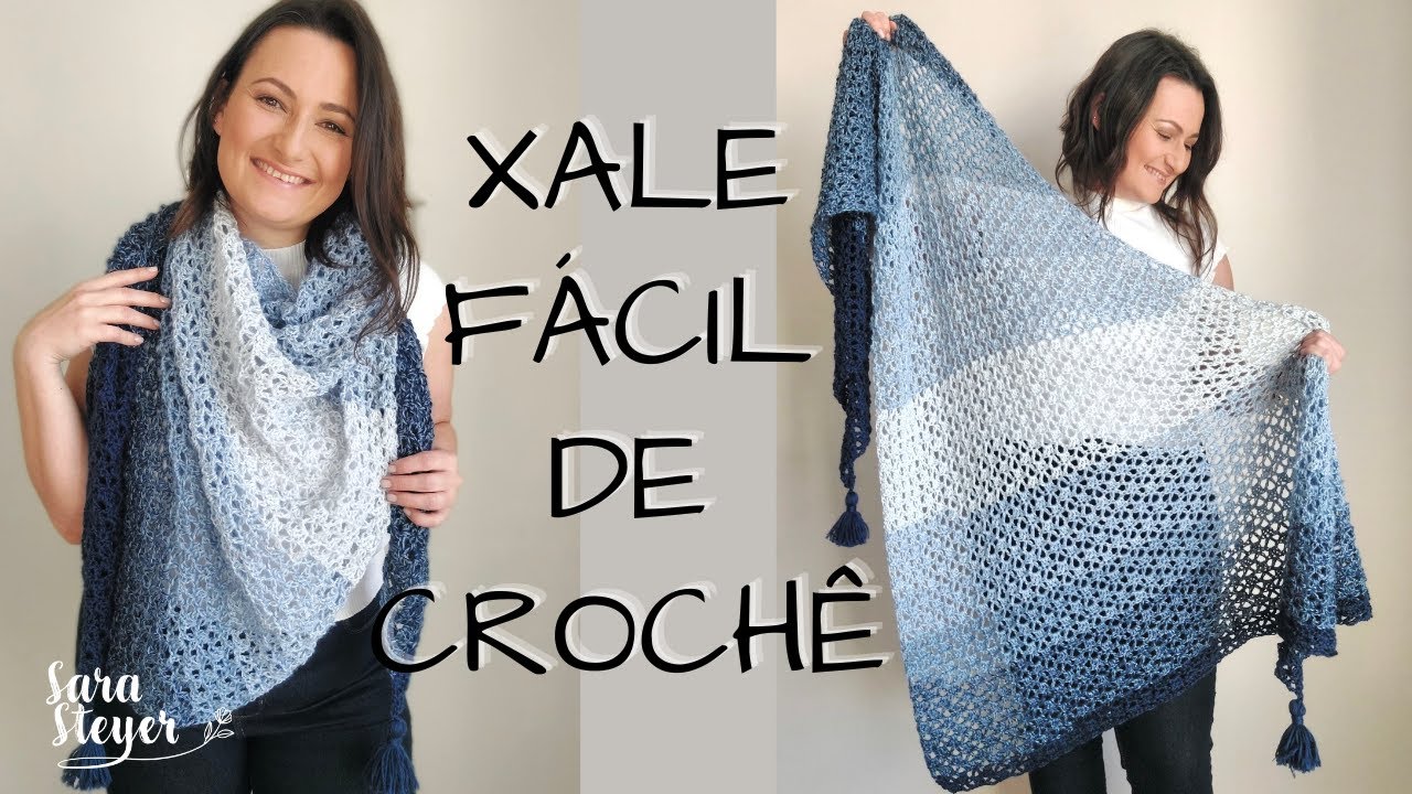 XALE FÁCIL - CROCHÊ PARA INICIANTES - FIO VIENA DA PINGOUIN - SARA STEYER - XALE TORDO