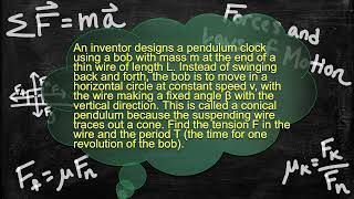 Physics Problem - Force and the Laws of Motion - Circular Motion - Conical Pendulum Clock