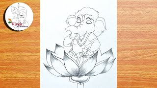 Athlete Statistics Easy Lord Ganesha Drawing Sitting on Lotus | Easy Ganpati Drawing for Beginners