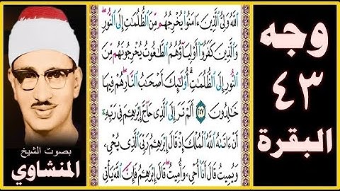 صفحة 43 - سورة البقرة - بصوت المنشاوي - الله ولي الذين آمنوا يخرجهم من الظلمات إلى النور والذين