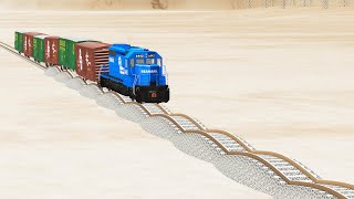 Impossible Small Up and Down Rail Tracks vs Trains crossing-Beamng Drive screenshot 4