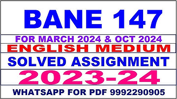bane 147 solved assignment 2023-24 | bane 147 solved assignment in english 2024 | bane 147 2024