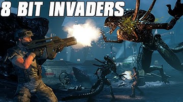 8-Bit Invaders Multiplayer Gameplay 2v2 - Colonial Marine Attack