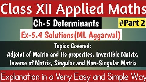 Ex-5.4 Solutions Part-2•Q.9-19 Solutions•Ch-5 Determinants• APCML Aggarwal•XII Applied Mathematics