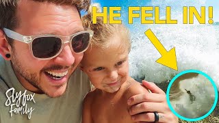 KID FALLS IN THE OCEAN!! | Slyfox Family