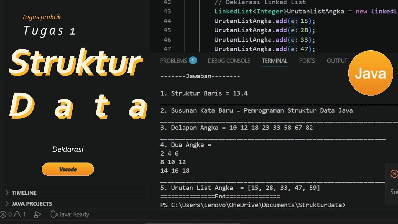 Struktur Data Tugas 1 : Deklarasi (Float, String, Array 1D & 2D, dan ...