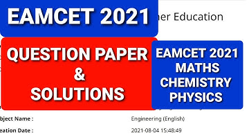 EAMCET 2021QUESTION PAPER SOLUTIONS|MATHS EAMCET 2021|CHEMISTRY EAMCET 2021 PHYSICS 2021 #RSACADEMY