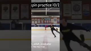adult Figure Skating sit spin practice ..50 year old skater back on the ice after 30-year break.