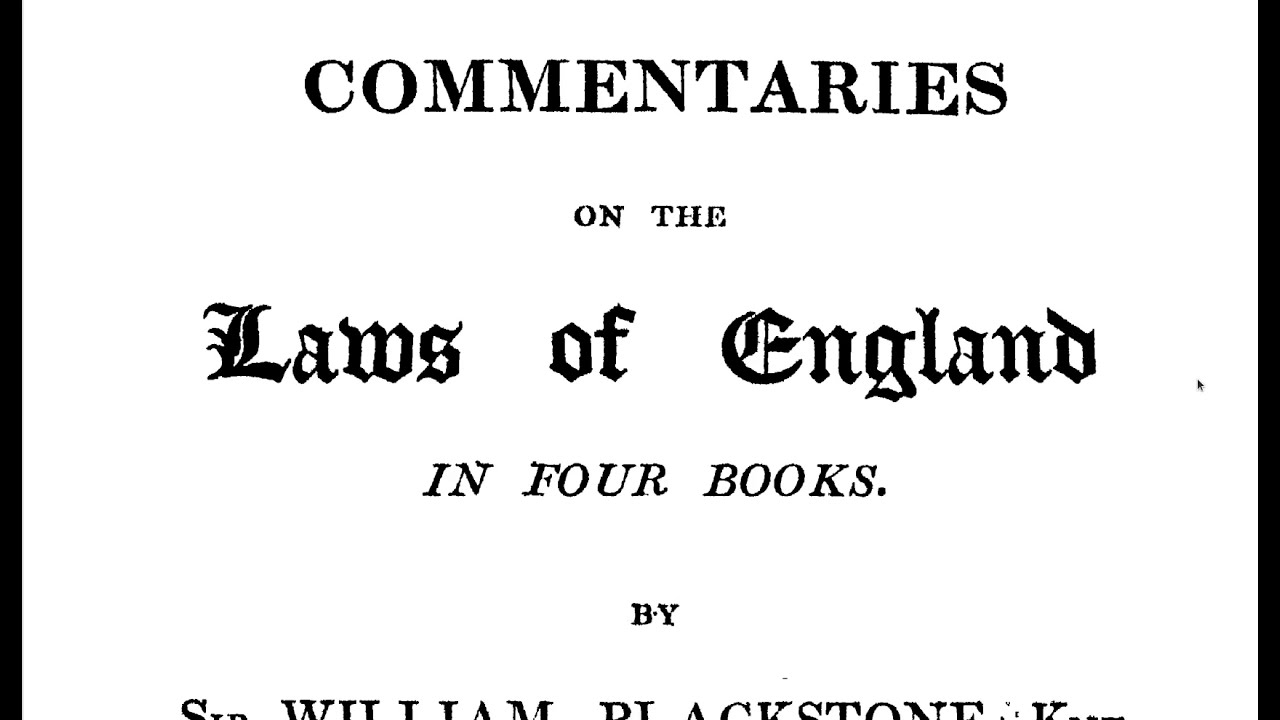 Commentaries On The Laws Of England Book The First YouTube