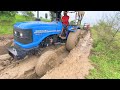 Sonalika di 60 rx tractor badly stuck in mud  eicher 485 tractor stuck in mud with trolley