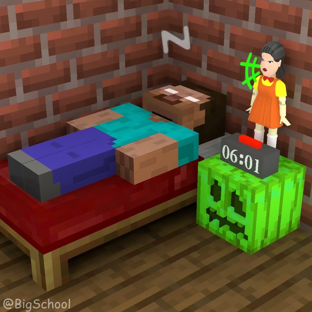 Squid Game Doll Alarm Clock vs Herobrine ⏰?️