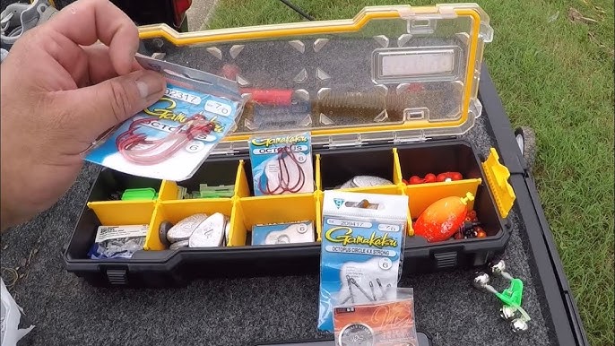 A look inside my catfishing tackle box. 