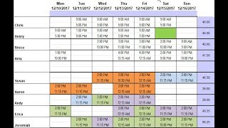 Demo of Restaurant Schedule Template using Excel
