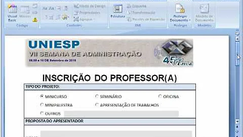 Como criar um campo de formulário no Word 2007?