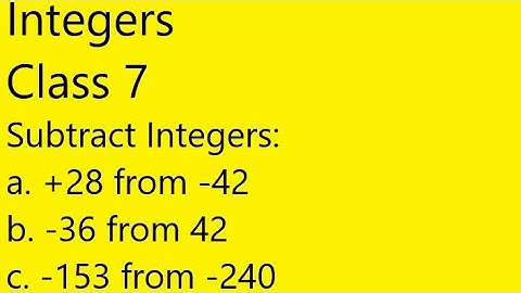 Subtraction of integers (class 7) CBSE Maths