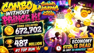 VERTICAL 672 702 COINS 487 MILLION SCORE WITHOUT PRINCE K Subway Surfers City
