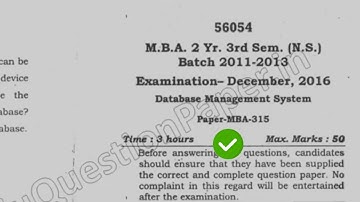 2016 Mdu MBA 3d Sem Database Management System Question Paper #MduQuestionPaper