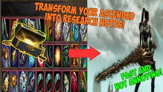 How to get FAST and EASY research notes by Salvaging Ascended!