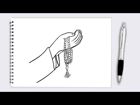 Muslim hand praying with beads drawing/how to draw lord prayer drawing/muslim hand praying tutorial