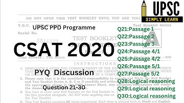 UPSC CSAT 2020 Solved Paper | Day 3 | Q21-30 | Prelims 2020 CSAT #upsccsat #upsccsat2020  #ias #upsc