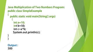 Java Multiplication of Two Numbers Program| Java Program