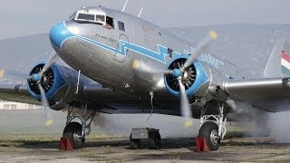 Vintage aircraft LI-2 smoky cold engine start - HD