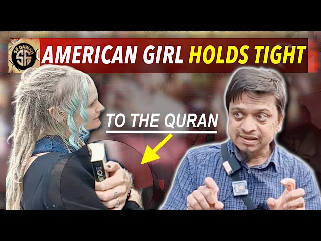 AMERICAN GIRL HOLDS TIGHT TO THE QURAN! SPEAKERS CORNER class=