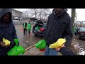 Feeding and giving 100 cheeseburgers 100 gloves 100 hats for the homeless on a cold Chicago day 🥶