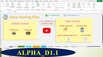 Auto Seating Plan in Excel 40 Halls | 10 Rows | 8 Columns | Version: Alpha | Design 1.1 |#seating