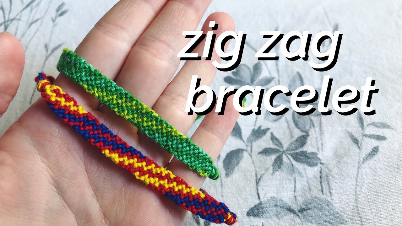 Striped zig zag friendship bracelet 4 colors tutorial for beginners -  YouTube