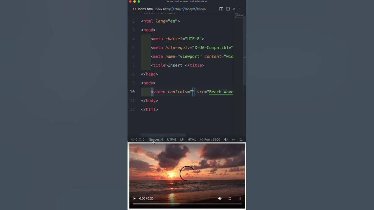 How to insert a video using html shorts youtube