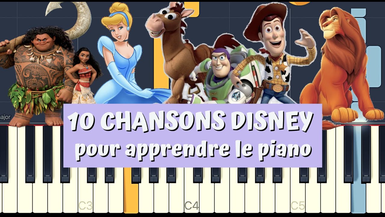 10 CHANSONS FACILES DISNEY POUR APPRENDRE LE PIANO - DEBUTANT TUTO 