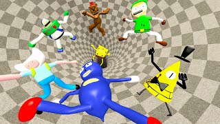 RAGDOLL FALLS ALL NEW SANIC CLONES 3D MEMES IN TUNNEL in Garry's Mod