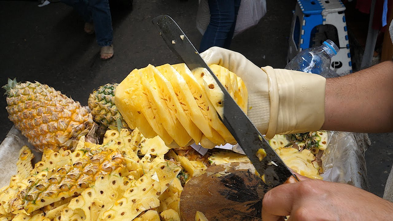 태국 파인애플 자르기 달인 / Amazing Pineapple Cutting Skills - thai street food