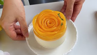 Peach Rose Jelly Pudding | Agaragar Recipes 桃子花形果冻布丁 燕菜糕食谱