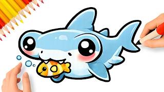 HOW TO DRAW A CUTE SHARK EASY🦈