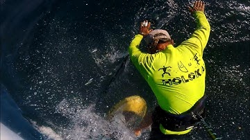 a 4 minute clip from a Foil Drive assisted SUP foiling downwinder with an F-One Eagle 690 in Maui