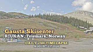 Gausta Skisenter, Rjukan - Daily Timelapse: August 21, 2026 [Rjukan, Telemark, Norway]