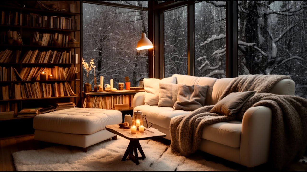 cozy living room ambience : mixed rain and snow sleet ASMR for deep ...