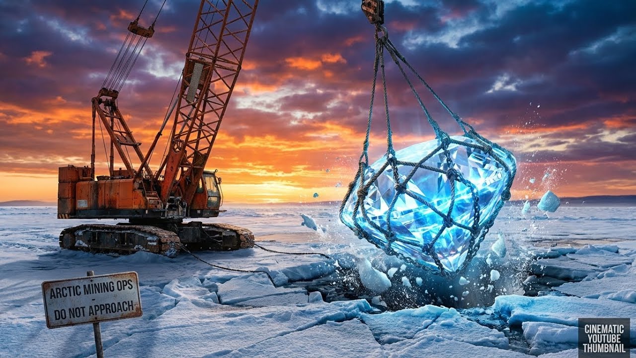 Crane Extracts a Huge Diamond Hidden Under Ice for Thousands of Years