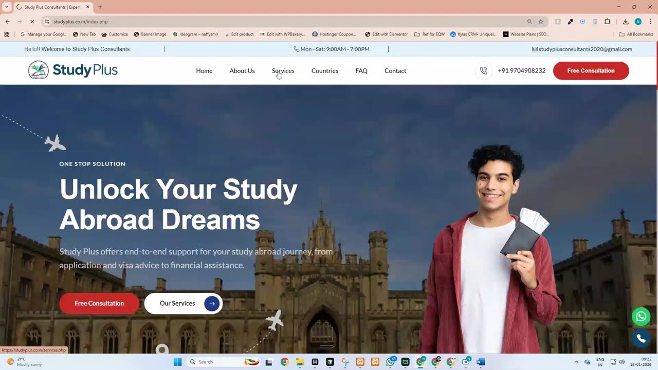Study Plus Consultants Website Showcase | Overseas Education Consultancy by EasyQuickWeb