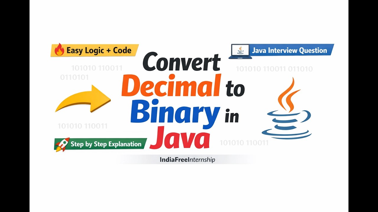 Convert Decimal to Binary in Java | Easy Program for Beginners - YouTube