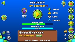 Velocity by: Doritos1 74% Geometry Dash