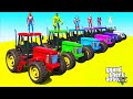 SPIDERMAN with Superheroes Tractors Ironman and Hulk Ramp Challenge - GTA 5