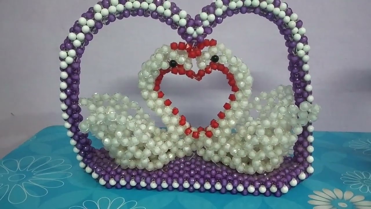 Swan Couple & Teddy Bear Couple In Heart Shape Crystal Beads  Contact No : 89460 7367